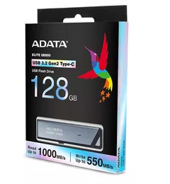 MEMORIE USB Type-C 3.2 ADATA 128 GB, retractabila, carcasa aluminiu, argintiu 