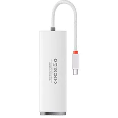 HUB extern Baseus Lite, porturi USB: USB 3.0 x 4, conectare prin USB Type-C, lungime 0.25m, alb, 